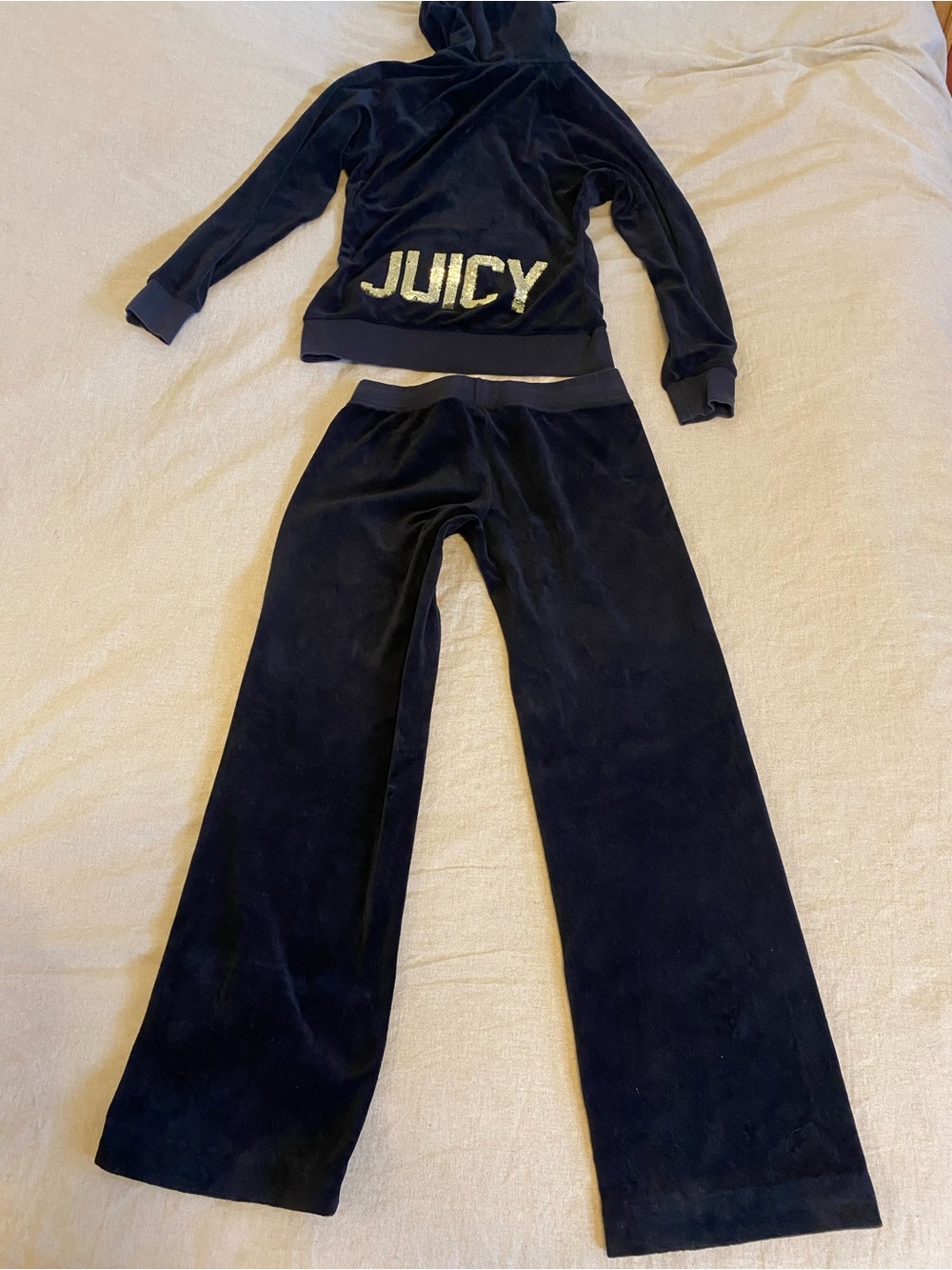 Y2K Juicy Couture Black Velour tracksuit S - Picture 2 of 6